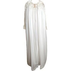 2 Piece Vtg Komar Lingerie Robe Set Sz S White Peignoir Coquette Fairy Core